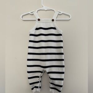 JANIE & JACK Navy and White Baby Striped Sweater Overall